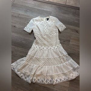 Black Label Cream Tiered Ruffled Midi Dress